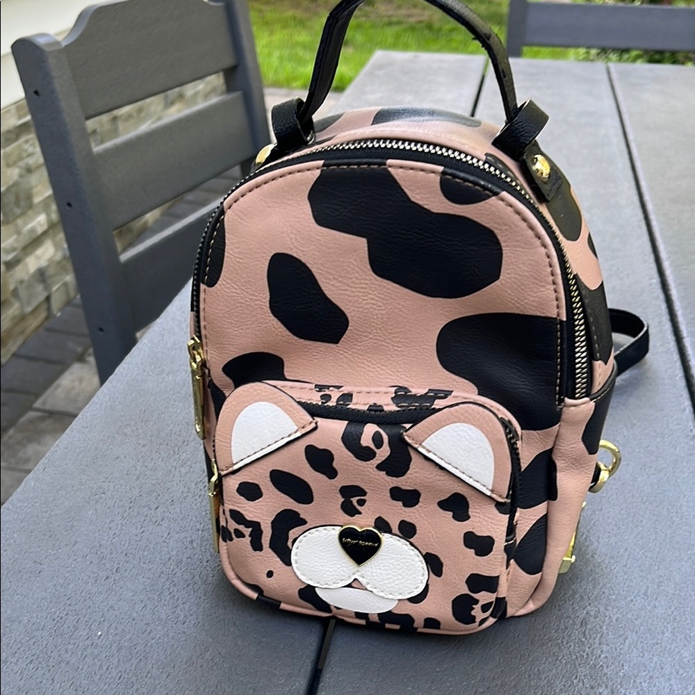 Betsey Johnson beige and Black Cow Print Backpack